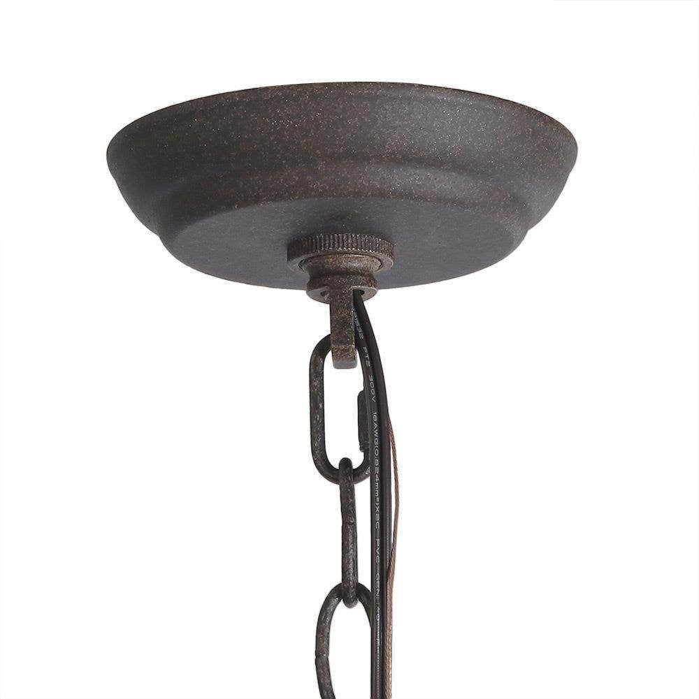 LNC 6-Light Bronze French Country Wood Chandelier Lighting Fixtures for Dining Room, Off-White