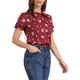 thumbnail image 4 of INSPIRAR CHIC Blusa de Algodón con Cuello Peter Pan y Mangas Abullonadas para Mujeres, Estampado Floral, para Uso Casual de Verano, Talla L, Rojo Oscuro Floral, 4 of 6