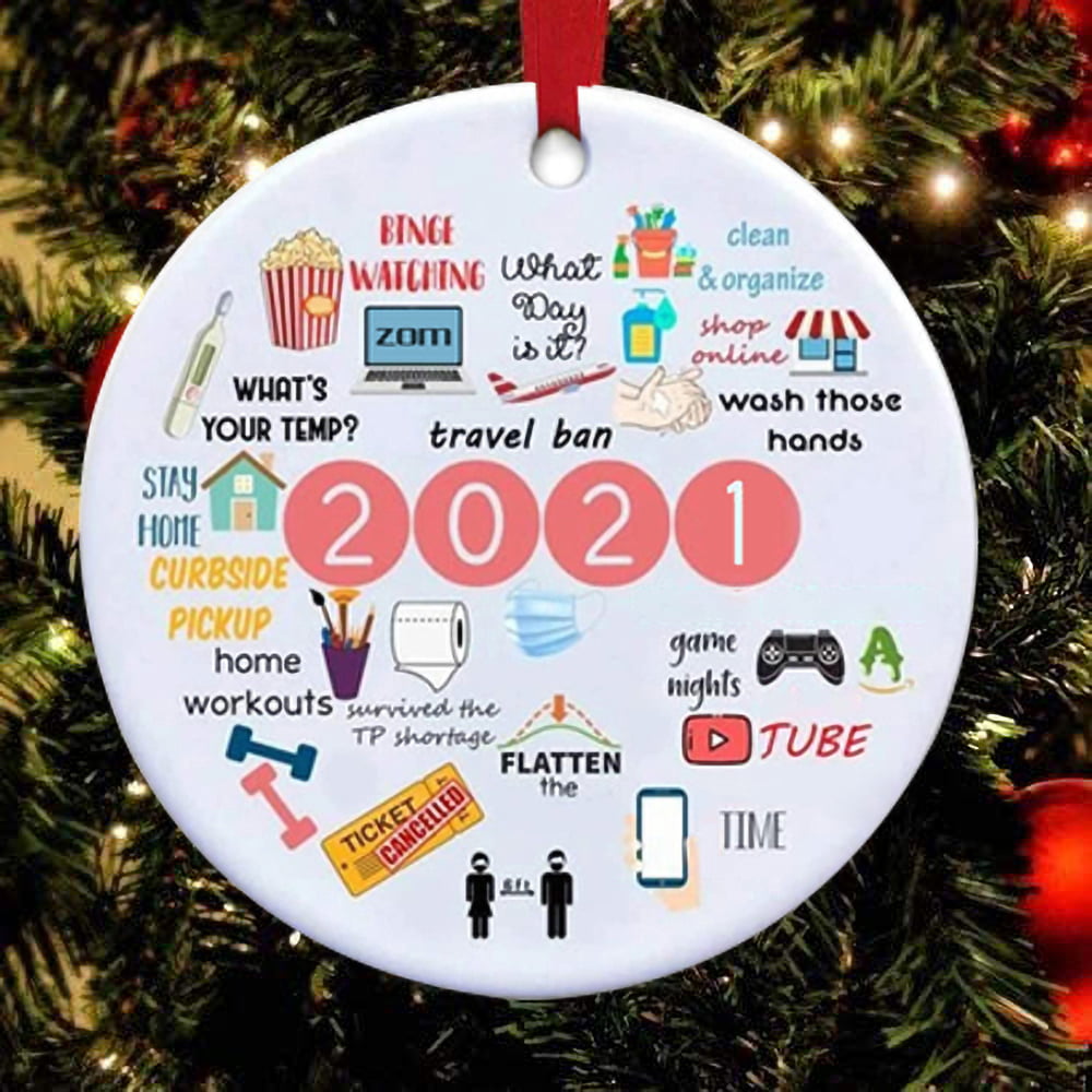 2021 Pandemic Commemorative Ornament B1 2021 A Year to Remember Ornament Funny Decor Decorations Set for Christmas Christmas Tree Ornaments 2021 Double-Sided Different Printing,Christmas Ornament 