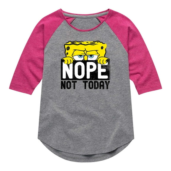 SpongeBob SquarePants - Not Today - Girls Shirt Tail Raglan