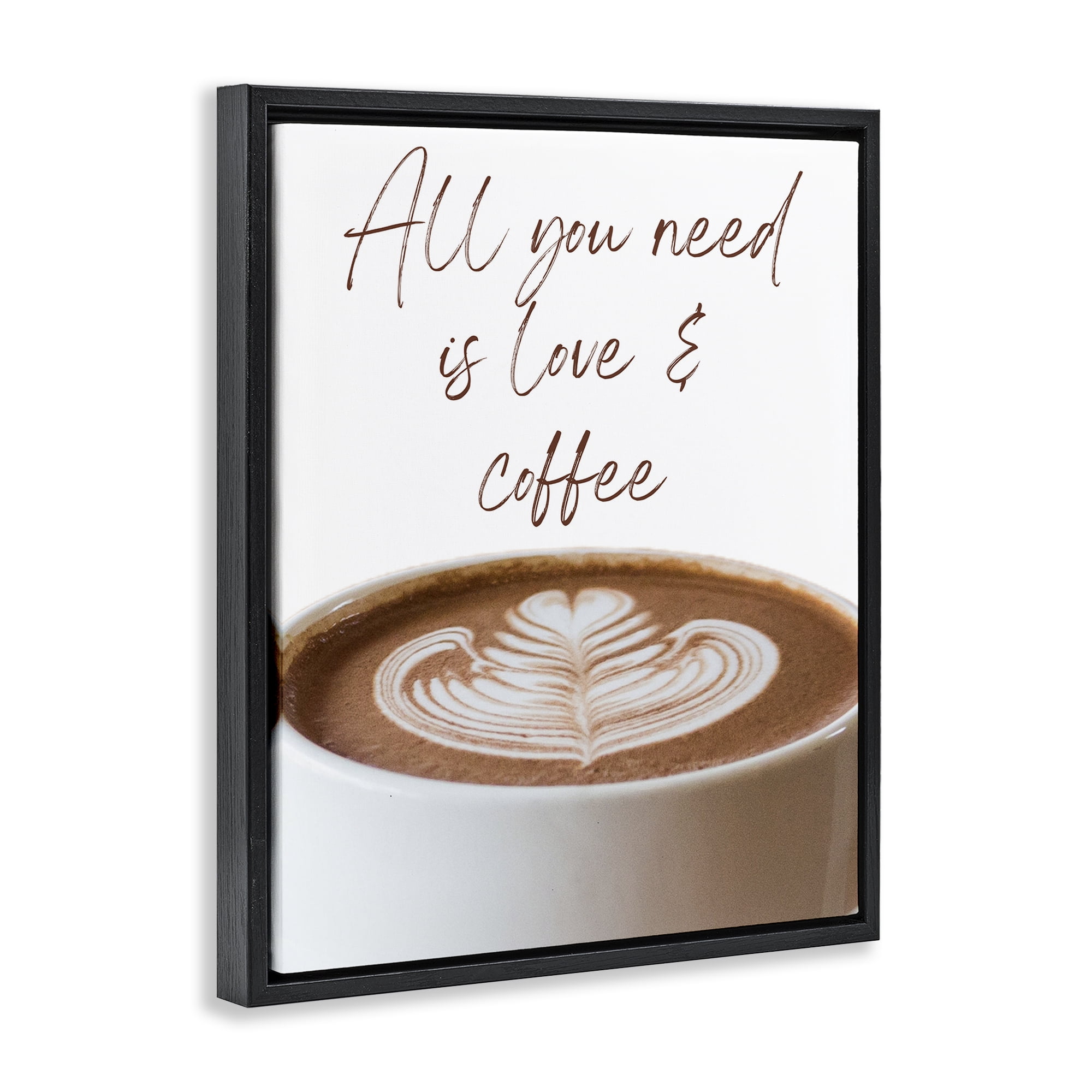 Stupell Industries All You Need Love & Coffee Black Framed Floater Canvas Wall Art, design by Jesse Keith
