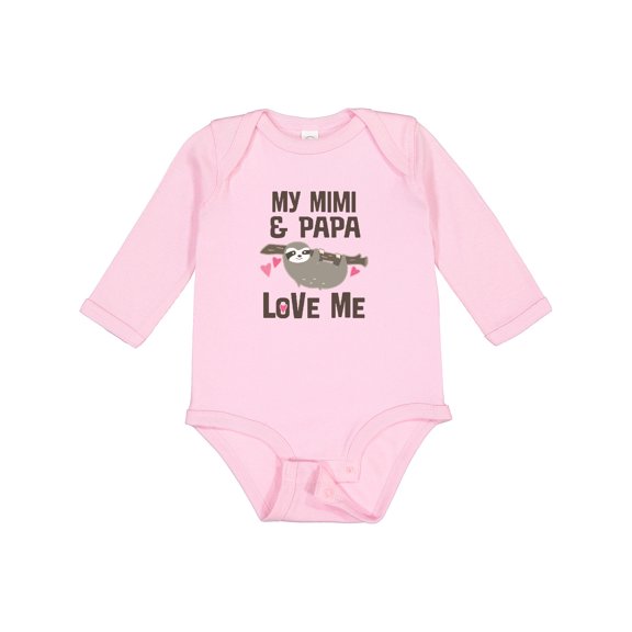 Inktastic My Mimi and Papa Love Me Sloth Girls Long Sleeve Baby Bodysuit