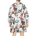 thumbnail image 2 of Wearable Oversized Blanket,White Christmas Snowman Pattern Wearable Blanket Hoodie for Adults,Cozy Hooded Blankets with Super Pockets,Super Warm Fuzzy Pullover for Women & Men, 2 of 6