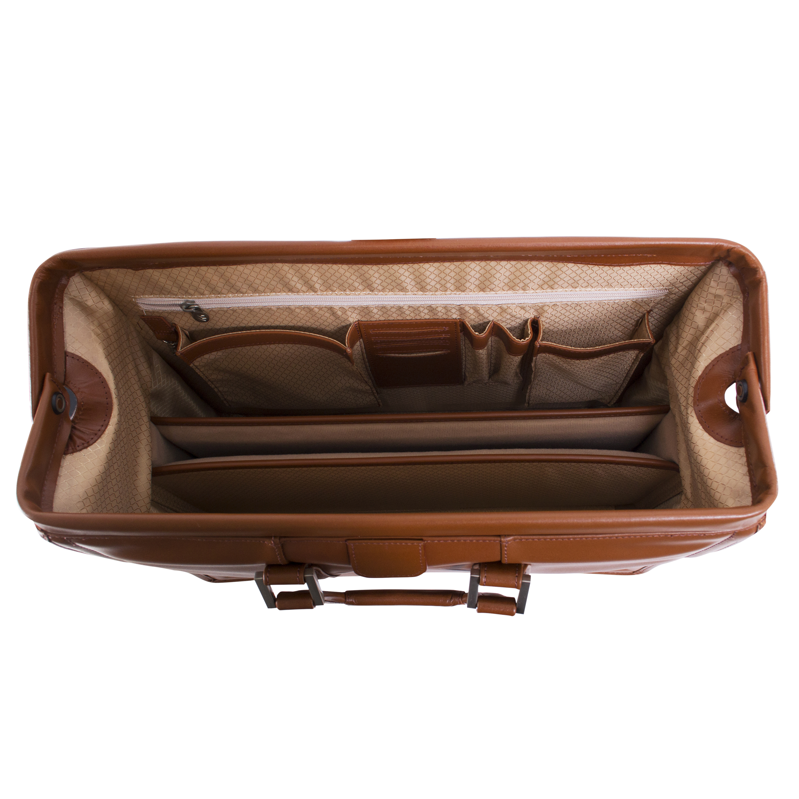 V Series | MORGAN | 17" Leather Litigator Laptop Briefcase - Brown