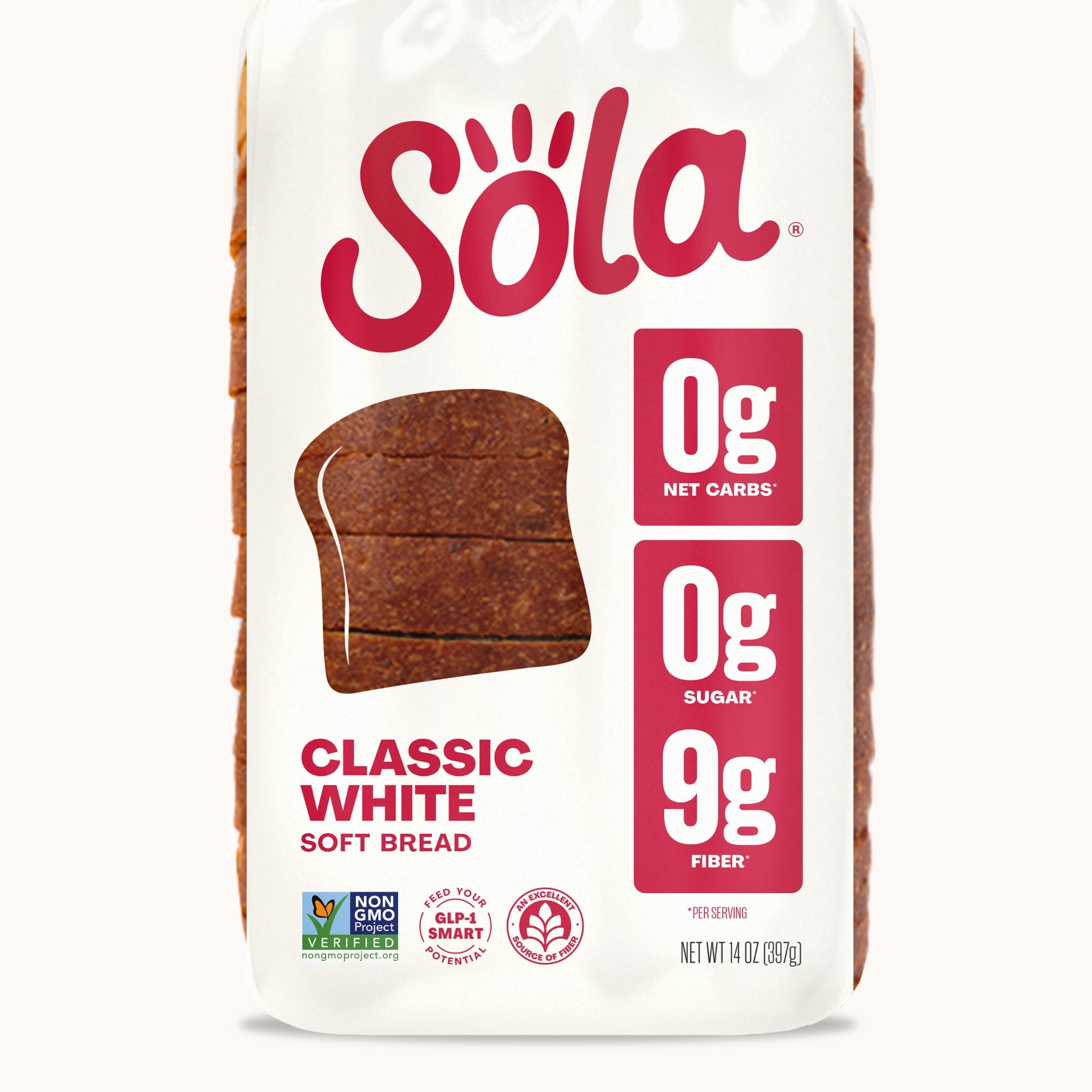 Sola Classic White Bread, 0g Net Carb, Non-GMO, 14 oz Loaf