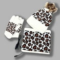 thumbnail image 2 of Bibifish Mens Hat Gloves Scarf Sets Heated 3 Pc Leopard Print Knit Beanies Hat Gloves And Long Scarf Soft Winter Cold Weather Hat Gloves Scarf Sets, 2 of 4