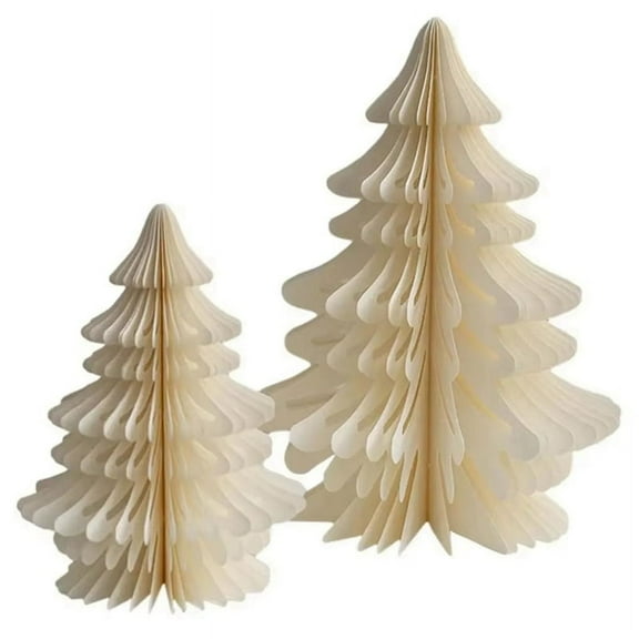 Mini Christmas Tree 3D Paper Decoration Photo Props New Year Home Decor White