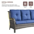 thumbnail image 6 of PARKWELL 4-Piece Outdoor Patio Furniture Set 5-Seat High Back Conversation Set with 41" Fire Pit Table and Deep Seat Wicker Chairs for Patio Garden Deck,Gray Wicker Navy Cushions, 6 of 8