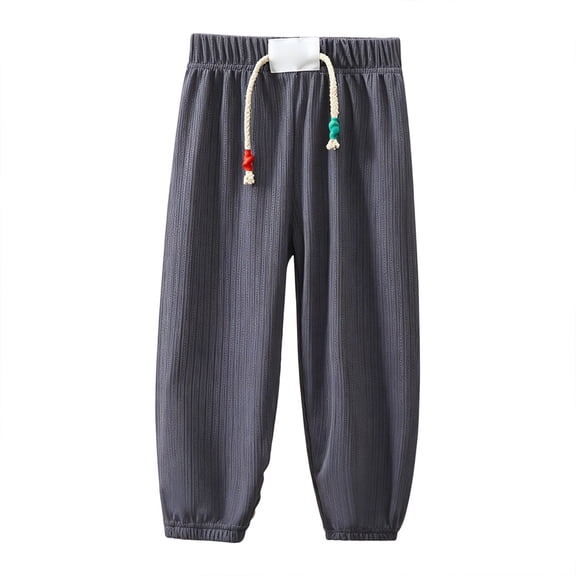 JSCDRPDWL Pull on Sweatpant for Toddler Boys Girls Cotton Elastic Waist Cute Trousers with Drawstring Kids Lightweight Jogger Pants with Pockets