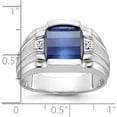 thumbnail image 2 of 14K White Gold Ibgoodman Men's Satin Created Sapphire And Diamond Complete Ringsize 10 - Jbsp, 2 of 5