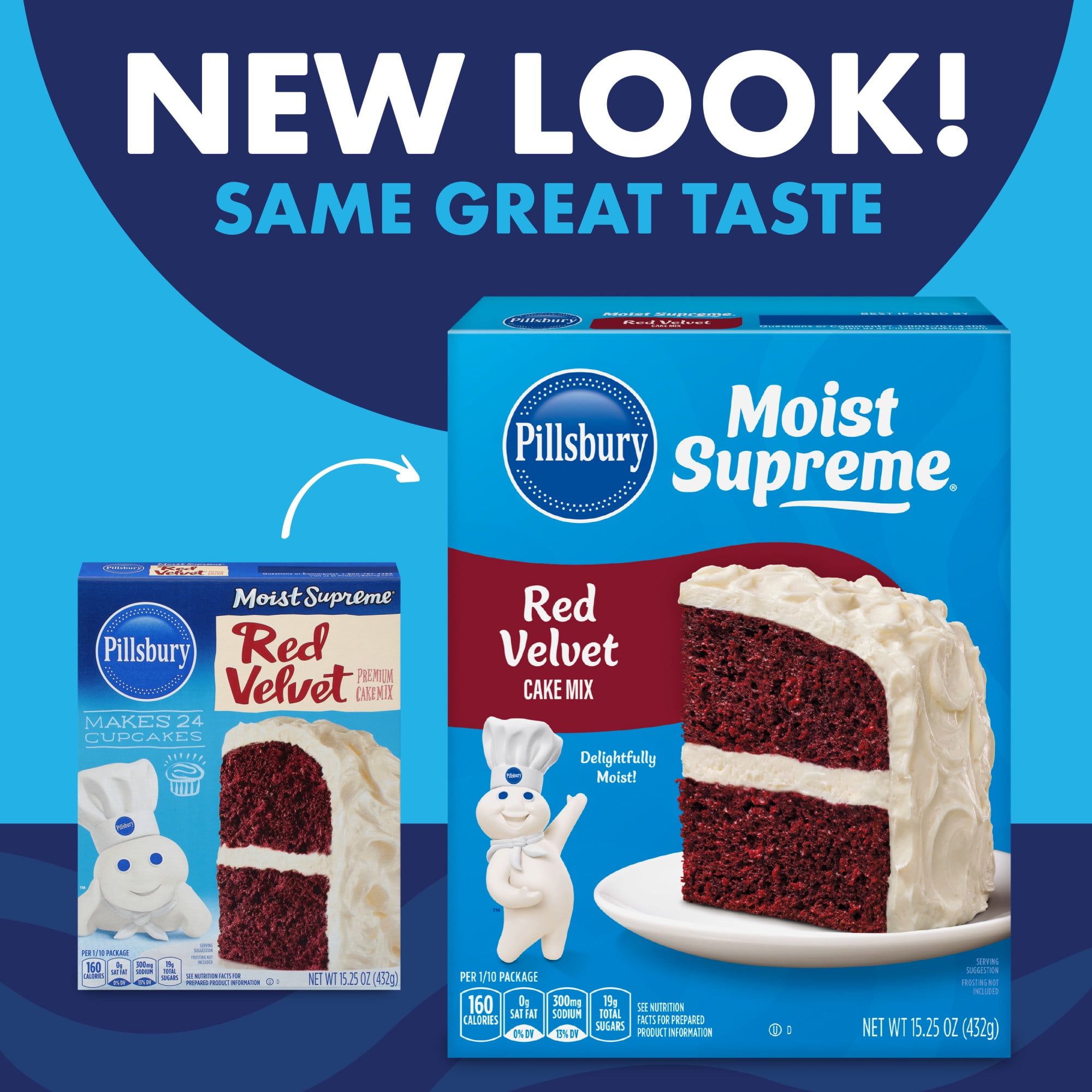(2 pack) Pillsbury Moist Supreme Red Velvet Cake Mix, 15.25 oz Box
