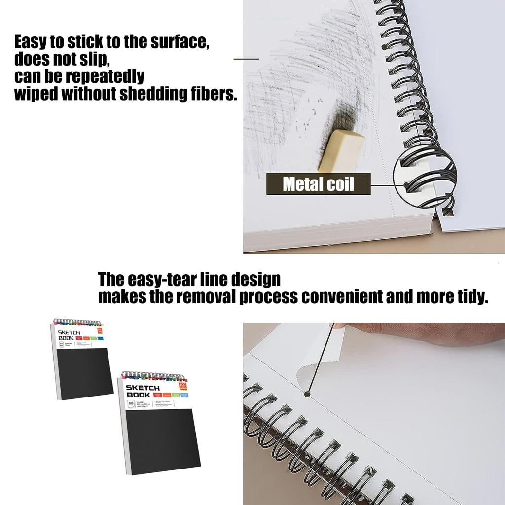 Giaone Portable Hardcover Sketchbook Coil Binding Drawing Pad Tearable For Artists