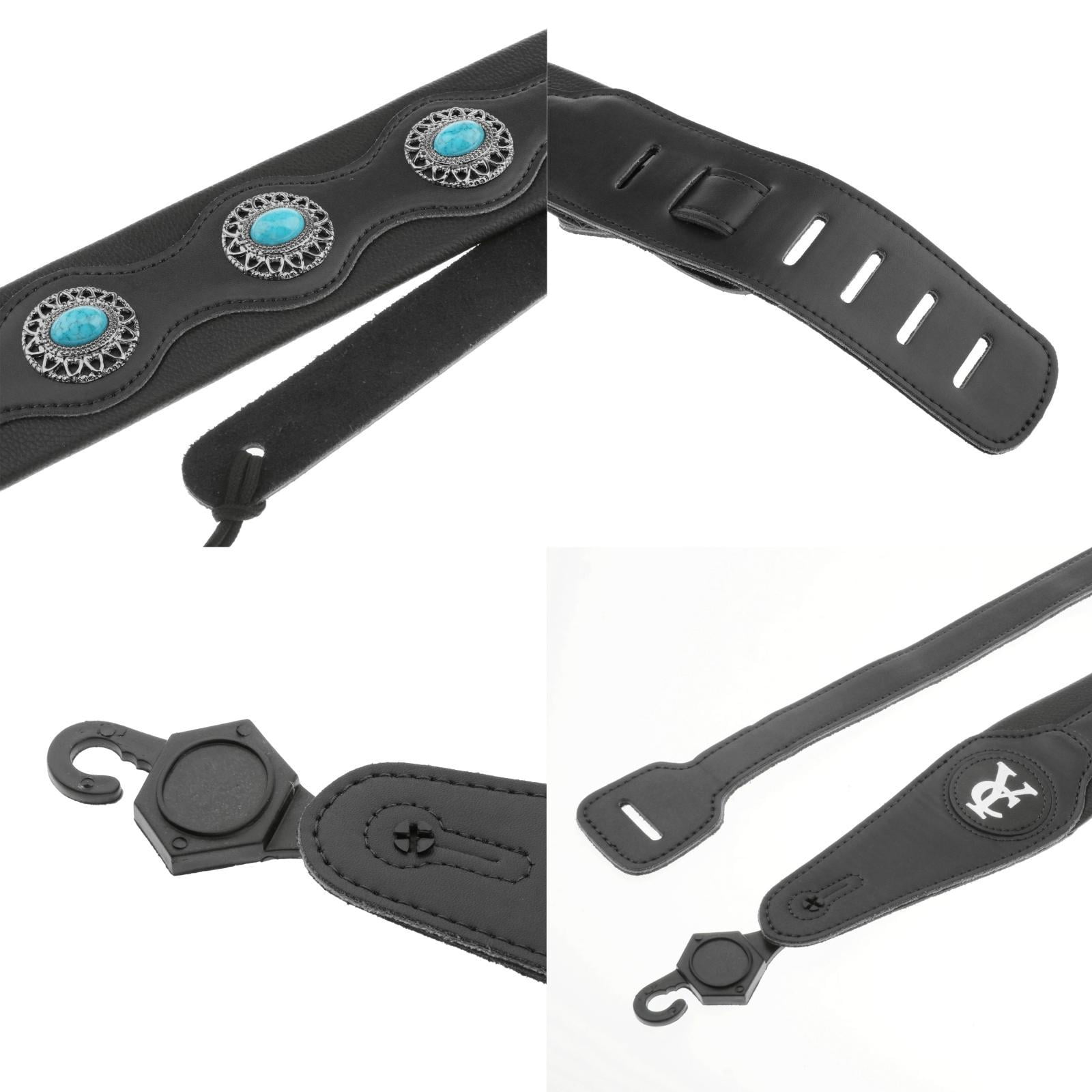 LeeQinersw 2Pcs Leathers Double Stitched Leather Guitar Strap 3 inches Adjustable