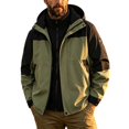 thumbnail image 2 of LYSMORA Men's Color Block Hooded Rain Jacket Full Zip Adjustable Cuff Outdoor Wind Coat for Hiking and Camping, 2 of 5