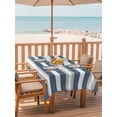 thumbnail image 6 of Blue Grey Stripe Outdoor Tablecloth with Umbrella Hole, Farmhouse Modern Art Striped Spillproof Waterproof Outdoor Table Cover, Patio Tablecloths for Party Picnic Camping, Rectangle 60"x102", 6 of 9
