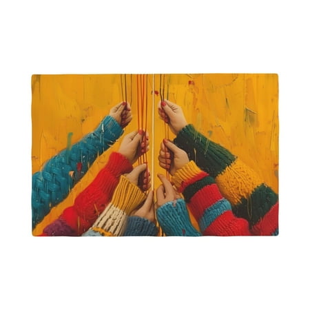 

Table Placemats Set of 4 - Colorful Sweaters And Strings 12x18 In Faux Linen Double Heat Resistant Place Mats Cloth Indoor/Outdoor Placemats Washable Table Mats for Dining Kitchen Party