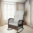 thumbnail image 3 of FFH Outdoor Wicker Rocking Chair, Rattan Rocker Accent Armchair for Patio, Garden, Backyard, Gray Cushion, 3 of 6