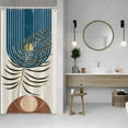 thumbnail image 2 of Mid Century Shower Curtain for Bathroom Neutral Minimalist Bathroom Stall Decor Navy Blue Palm Tropical Leaves Pink Boho Modern Farmhouse Waterproof Shower Curtains with Hooks 72x84 inches, 2 of 6