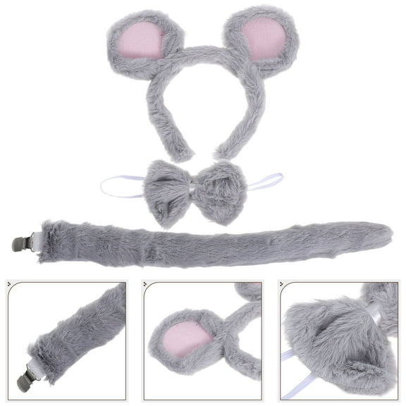 ELAYARD Adorable Grey Mouse Ears Headband for Girls, Soft Comfortable Fabric Party Accessory, Perfect for All Ages