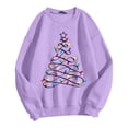 thumbnail image 4 of Wang6 Womens Plus Size Christmas Sweatshirts Crew Neck Christmas Tree Printed Hoodless Pullovers Long Sleeve White Graphic Tshirts Tops Purple S, 4 of 4
