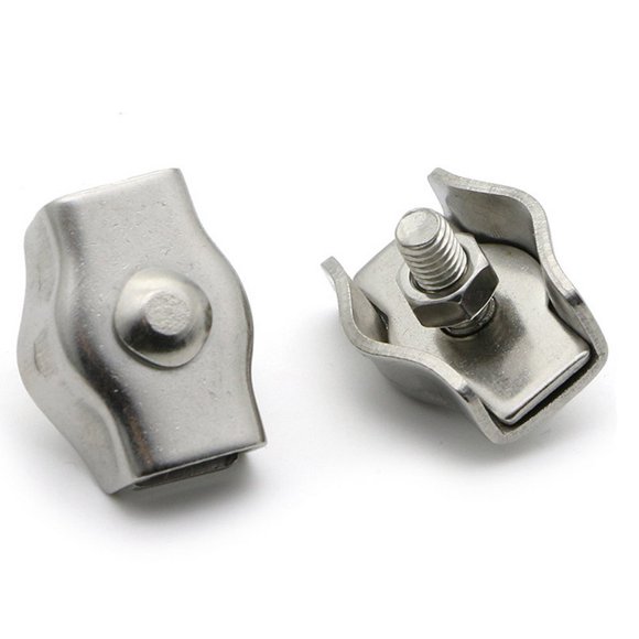 12 clips para cuerda de alambre M2 Simplex de un solo perno, abrazadera de cable de acero inoxidable para cuerda de alambre de 1/16" de diámetro