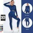 thumbnail image 3 of Conjunto de 2 piezas de mallas y pantalones de manga larga para Yoga sin costuras, traje deportivo para mujer, ropa deportiva para correr, entrenamiento, gimnasio, conjuntos de Fitness, 3 of 5