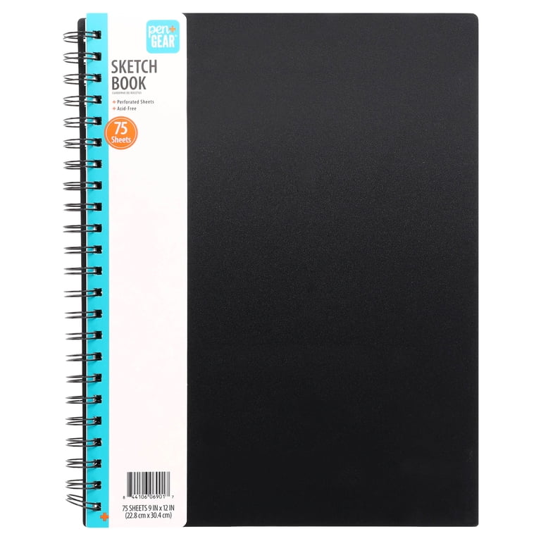 Pen+Gear Spiral Sketch Book, 9" x 12", 75 Sheets, Black photo 5