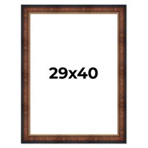 29x40 Frame Brown Walnut Gold Ornate Trim Solid Wood Plein Air Picture Frame | 3 Inch Moulding
