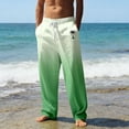 thumbnail image 2 of Men's Summer Gradient Hawaiian Coconut Tree Print Casual Pants Green XL, 2 of 4