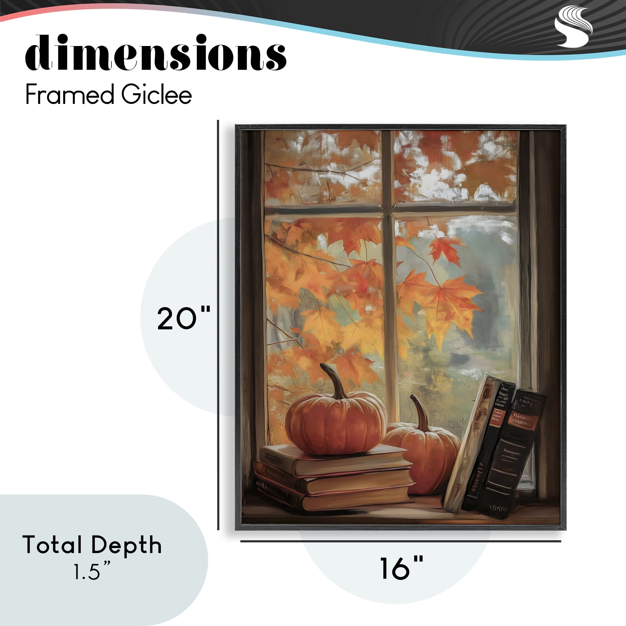 Cozy Fall Window Books Black Framed Giclee Art, design by Arlington Prints