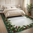 thumbnail image 3 of ODIKA 8'x10' Washable Area Rug Round Leaves Rings Festive Botanical Snake Motif Border Circle for Dining Room, Large Office, Lounge, Non-Slip Chair-Friendly Mat, 3 of 7