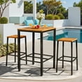 thumbnail image 2 of Devoko 3 Pieces Wood Patio Bar Set,Acacia Outdoor High Top Bar Stools with Table for Garden&Balcony, 2 of 7