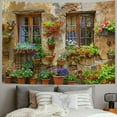 thumbnail image 2 of Creowell Tuscany Tapestry Italy Old Stone Wall Flowers Windows Tapestry Decor Wall Hangings Large Tapestry for Bedroom Living Room Dorm Man Cave 60x50inch, 2 of 6
