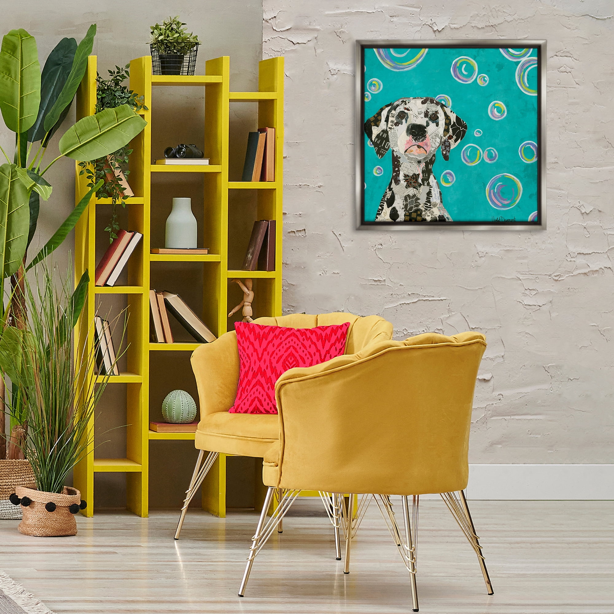 Stupell Industries Love Of Bubbles Collage Animals Painting Gray Floater Framed Canvas Art Print Wall Art, 25 x 25