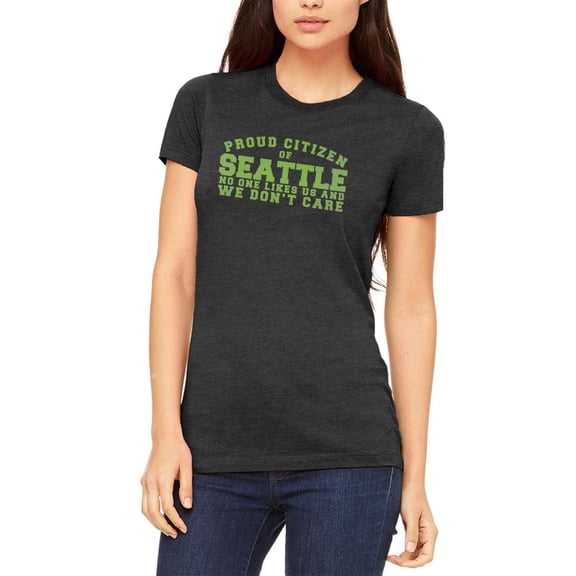 Proud No One Likes Seattle Juniors Soft T Shirt Heather Black 2XL