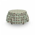 thumbnail image 3 of Floral Ottoman Cover, Pastel Flower Curved Art, 2 Piece Slipcover Set with Ruffle Skirt for Square Round Cube Footstool Decorative Home Accent, Standard Size, Pastel Green Multicolor, by Ambesonne, 3 of 5