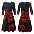 thumbnail image 6 of BOMYJESK Women's 250th Anniversary USA Flag Floral Maxi Dress 4th Of July Summer Dresses Boho Independence Day Beach Long Dresses Elegant Classy American Flag Floral Evening Dress for Party Red XL, 6 of 7