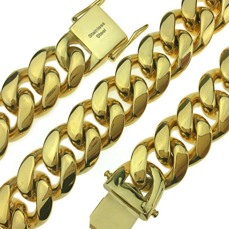 30STAINLESS STEEL HEAVY MIAMI CUBAN LINK GOLD CHAIN NECKLACE 18mm 475g