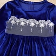 thumbnail image 5 of IBTOM CASTLE Toddler Baby Girls Christmas Dress Lace Velvet Long Sleeve Ruffle Princess Wedding Birthday Party Dress Fall Winter Clothes 18-24 Months Blue, 5 of 8