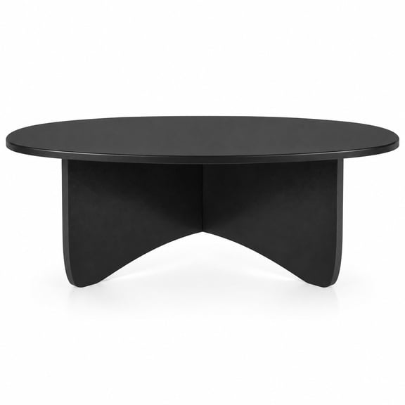 Airfind Oval Coffee Table Mid Century Modern Accent Table Low Profile Wooden Center Table, 35.5" x 21.5" x 15"Weight Footprint, Black