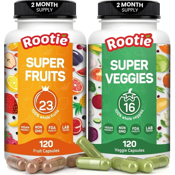 Fruits and Veggies Supplement (60 Day Supply) Powerfull Blend of 39 Whole Fruits and Veggies, Fills Nutritional Gaps, Get Energy, Well-being. USA Made Non-GMO/Vegan/Gluten Free
