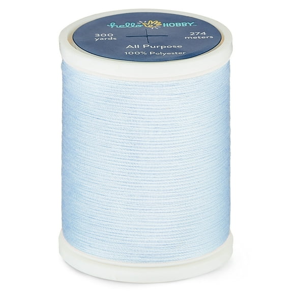 Hello Hobby Pale Blue 100% Polyester All Purpose Thread, 300 Yards