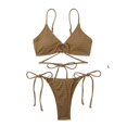thumbnail image 2 of Yuarrent Conjunto de bikinis sexy Traje de baño de piezas con correa enlazada linda Traje de baño amigable con la piel Ropa de playa liviana Traje de baño Color café L Yuarrent OD031957-03, 2 of 6