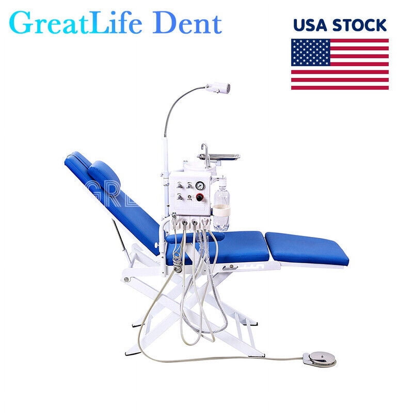 GreatLife Dent USA Stock PORTABLE DENTAL FOLDING CHAIR LED LIGHT+TURBINE+DENTIST STOOL