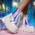 thumbnail image 3 of Tejiojio Clearance Women's Fashion Multicolor Wedge Boots Ladies Zip Up Platform Shoes, 3 of 5
