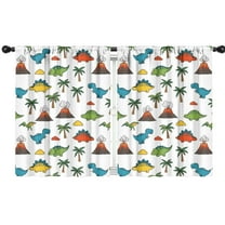 Blackout Kids Curtains,Dinosaurs Volcano Palm White Pattern Childrens Insulated Curtains Set Of 2,Bedroom Essentials,Toddler Room Decor 42"x54"