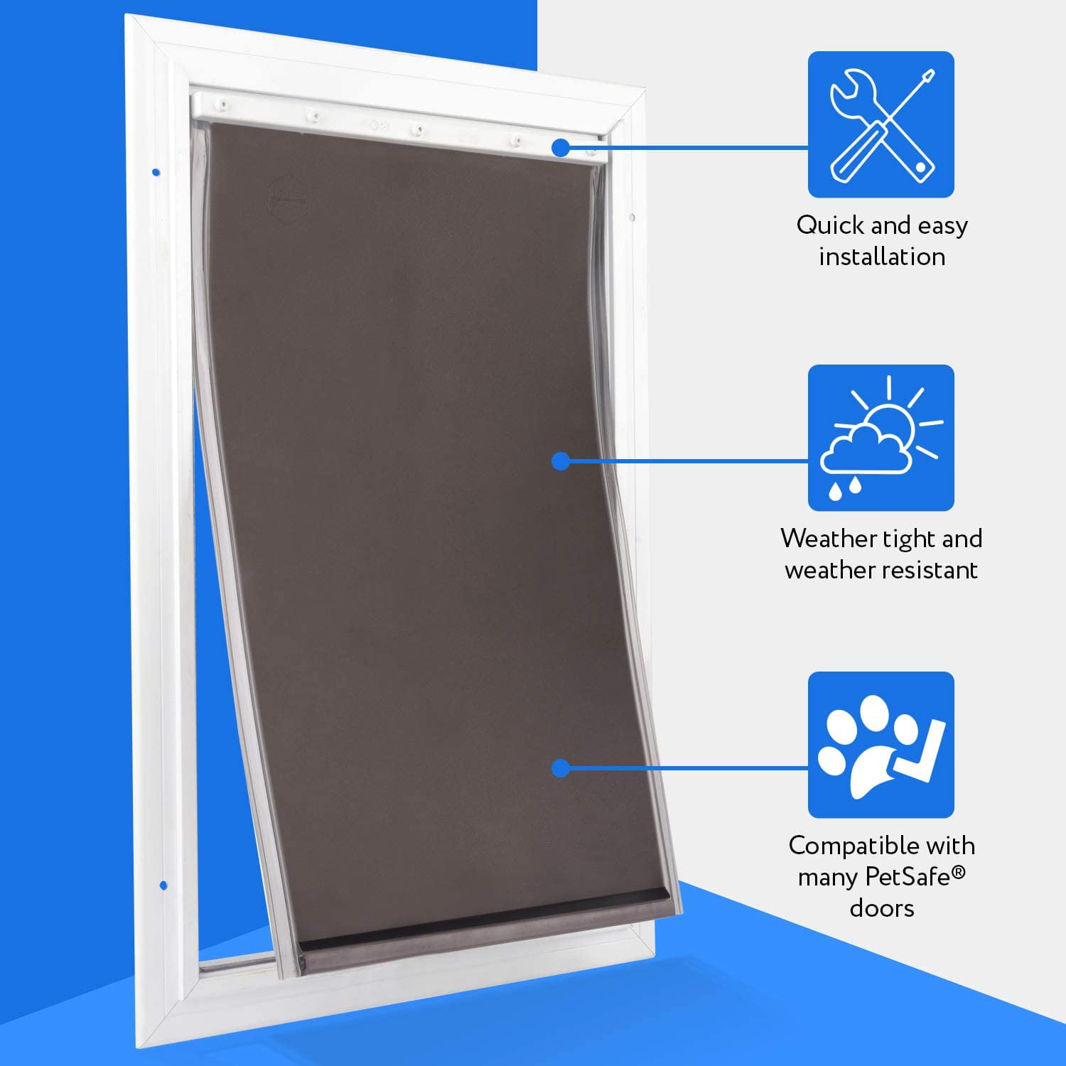 weather resistant materials- Doggie Door Flap Large Replacement Dog Door Flap Compatible with PetSafe Freedom Doggie Doors Weather Resistant durable Measures 10 1/8 x 16 7/8 Made from flexible 
