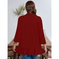 thumbnail image 7 of SHOWMALL Women's Plus Lightweight Cardigan Open Front 3/4 Sleeves Bolero Wine Red 5X Pleated Ruffles Hemline Shrugs, 7 of 7