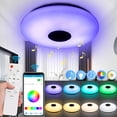 thumbnail image 1 of Lámpara de techo musical LED de 28 W RGBW regulable con altavoz Bluetooth y control por aplicación con mando a distancia, 1 of 6