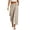 Khaki, variant on HomeDM Capris Pants for Women Wide Leg Pants with Pockets High Waisted Khaki Lounge Work Trousers Size L